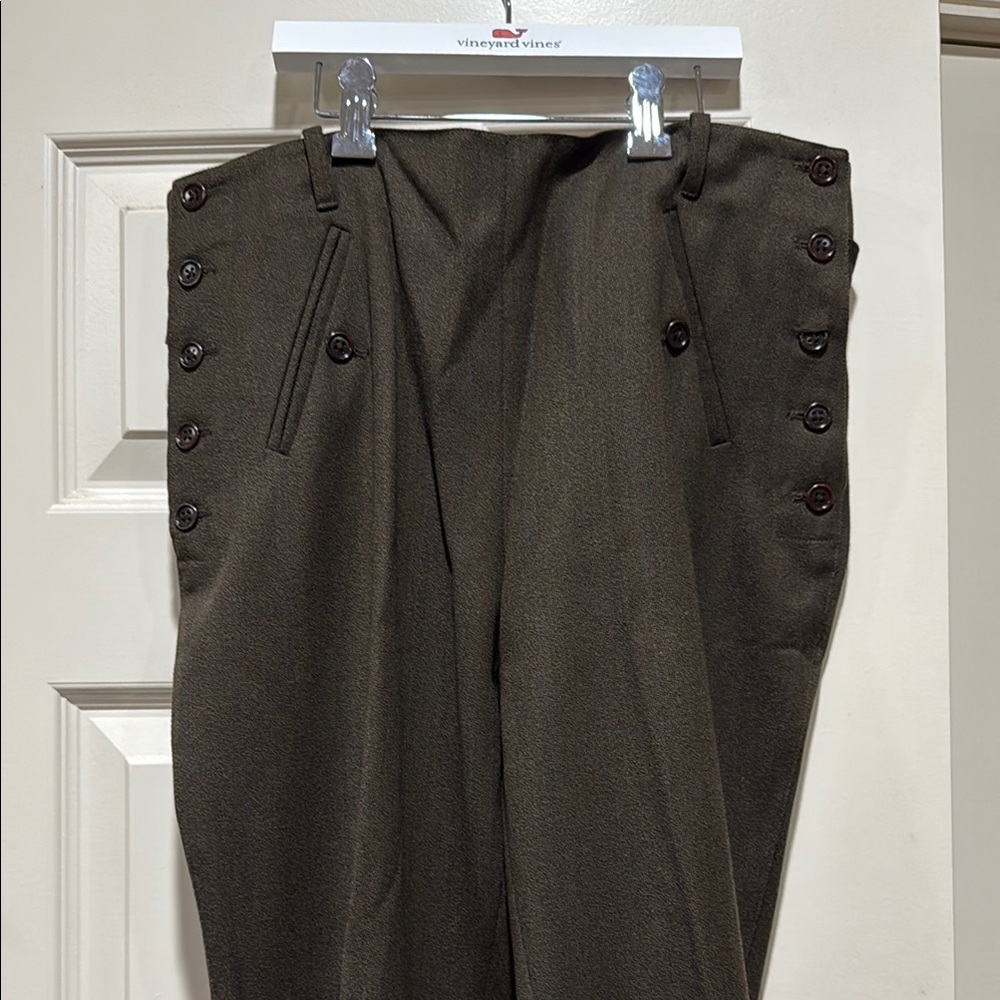 Ralph Lauren Double RL Dark Brown Button-Detail Pants